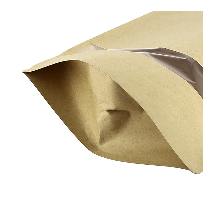 Paper Doypack Kraft with self closing and Window 16+8x26cm (1000 Units)