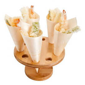 Bamboo Serving Cone Holder 10 slots (1 Unit) 