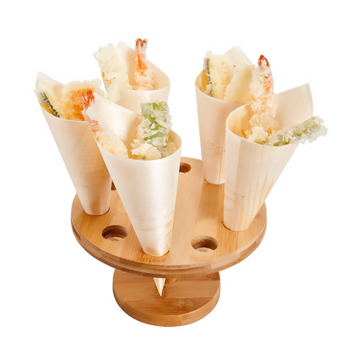 Bamboo Serving Cone Holder 10 slots (1 Unit) 