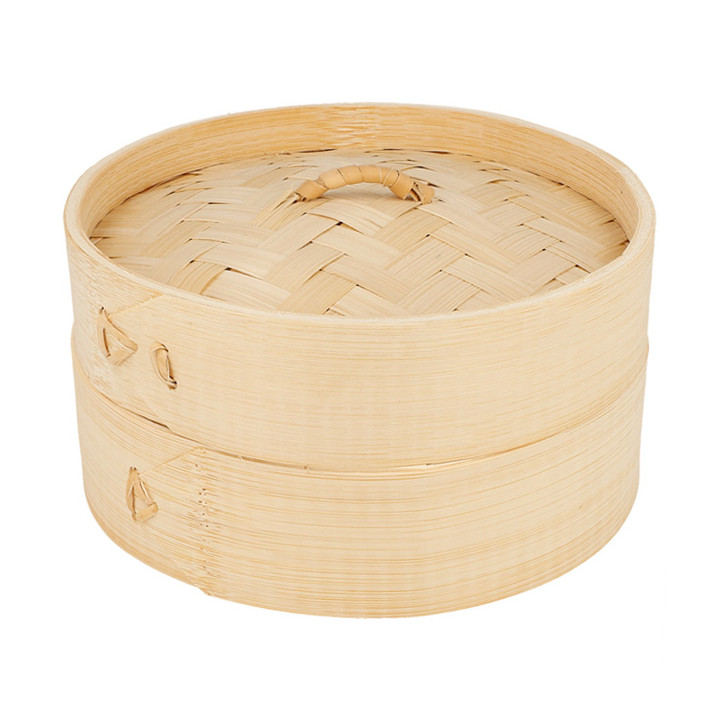 Bamboo Steamer with Lid Ø15x8cm (100 Units)