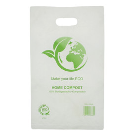 Die-Cut Handle Plastic Bags Bio Home Compost 20x33cm (100 Units)