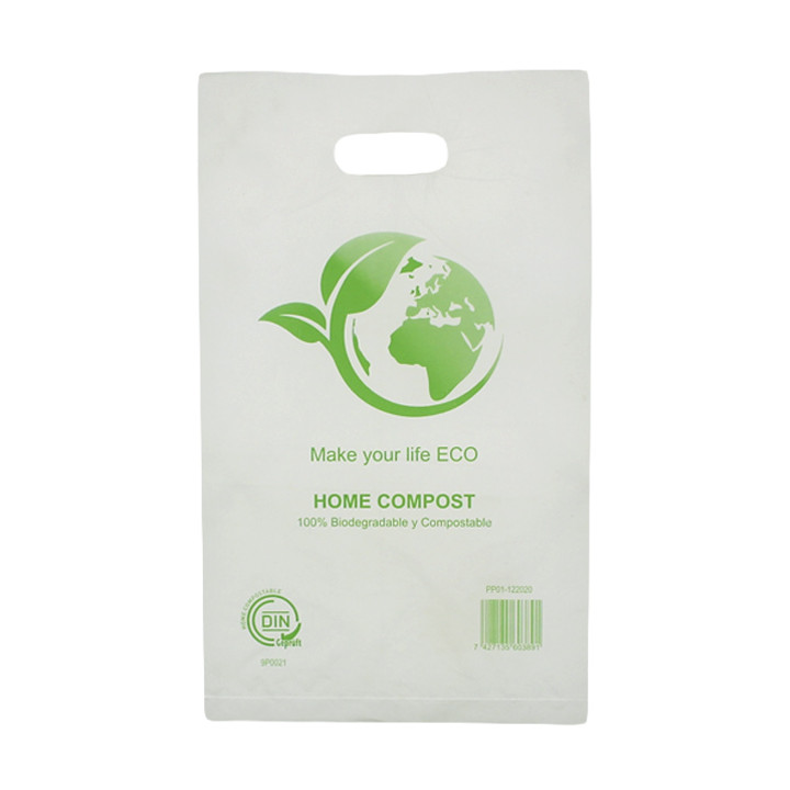 Die-Cut Handle Plastic Bags Bio Home Compost 20x33cm (100 Units)
