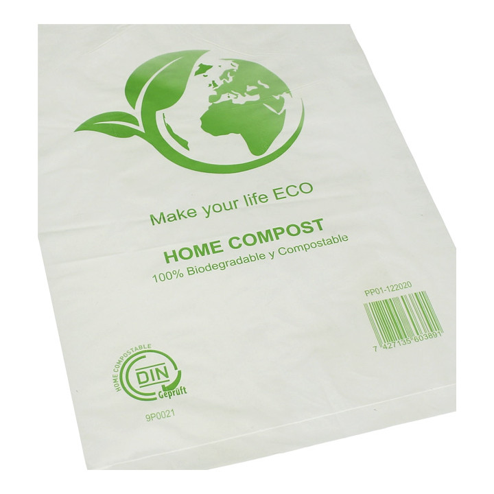 Die-Cut Handle Plastic Bags Bio Home Compost 20x33cm (100 Units)
