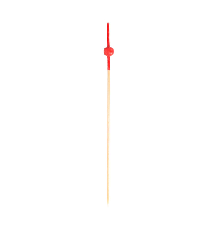 Bamboo Food Pick Red Ball Head Design 9cm (10000 Units)