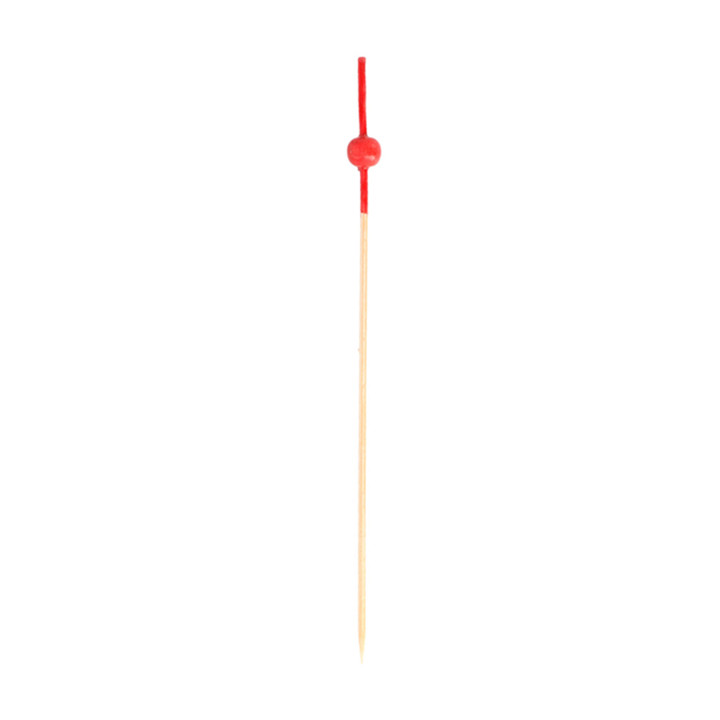 Bamboo Food Pick Red Ball Head Design 9cm (10000 Units)