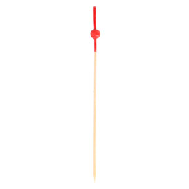 Bamboo Food Pick Red Ball Head Design 12cm (100 Units)  
