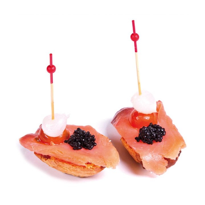 Bamboo Food Pick Red Ball Head Design 12cm (100 Units)  