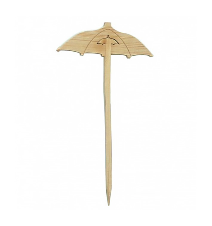 Bamboo Food Pick Umbrella Design 9cm (10000 Units)