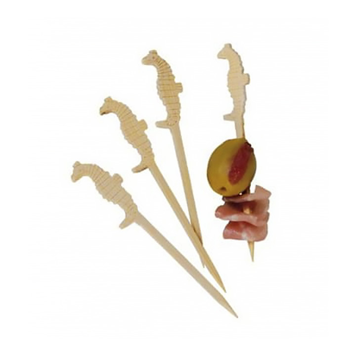 Bamboo Food Pick "Caballito Mar" Design 9cm (10000 Units)