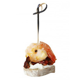 Bamboo Food Pick Black Bow Design 90cm (100 Units)  