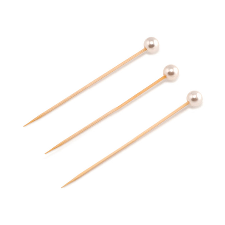 Bamboo Food Pick Pearl Design 9cm (100 Units)  