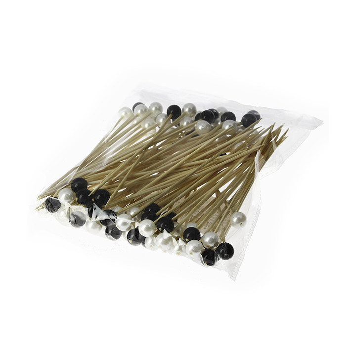 Bamboo Food Pick Pearl Design 9cm (100 Units)  