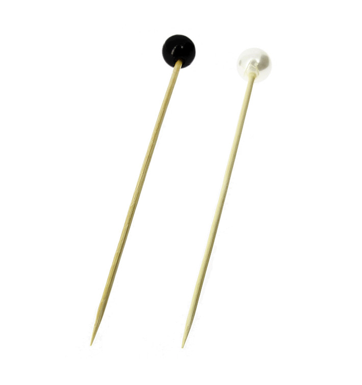 Bamboo Food Pick Pearl Design 9cm (100 Units)  