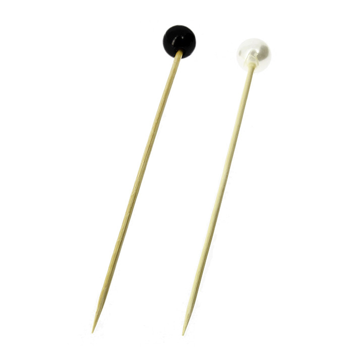 Bamboo Food Pick Pearl Design 9cm (100 Units)  