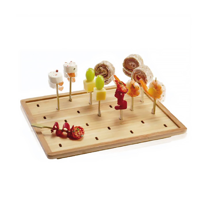 Bamboo Food Pick Holder Tray Golf Design 25x20cm (1 Unit) 
