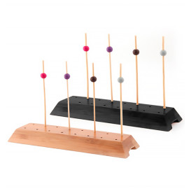 Bamboo Food Pick Holder Tray Black 20x6x2cm (12 Units) 