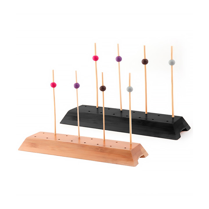 Bamboo Food Pick Holder Tray Black 20x6x2cm (48 Units)