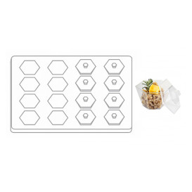 Plastic Tray PS + 16 Bowl Kit with Lid Hexagon Shape Clear (1 Unit)