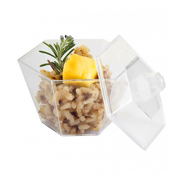 Plastic Tray PS + 16 Bowl Kit with Lid Hexagon Shape Clear (1 Unit)