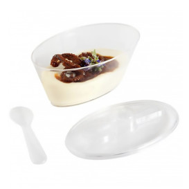 Plastic Tray PS + 12 Bowl Kit with Lid Oval Shape Clear (1 Unit)