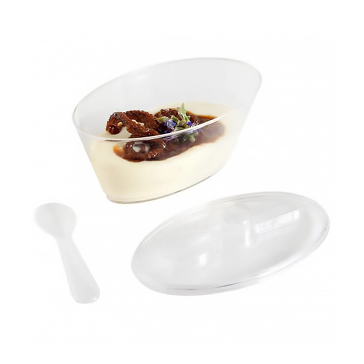 Plastic Tray PS + 12 Bowl Kit with Lid Oval Shape Clear (1 Unit)