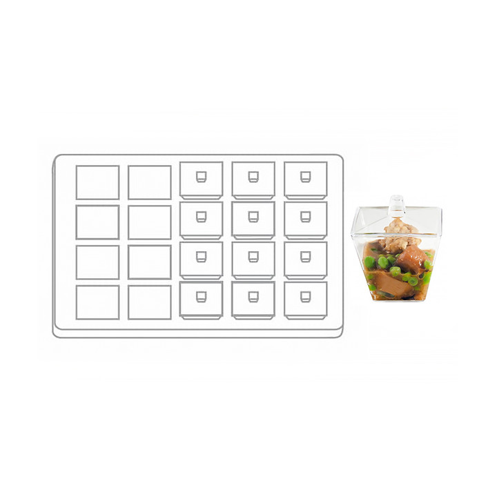 Plastic Tray PS + 20 Bowl Kit with Lid Round Shape Clear (12 Units)