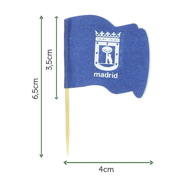 Madrid Flag Food Pick 6,5cm (144 Units)  