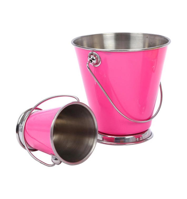 Serving Bucket Steel Pink Ø9x9cm (1 Unit) 