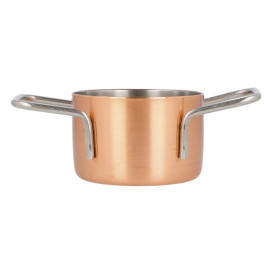 Serving Mini Cooking Pot Bowl Steel Copper Ø7x4,5cm (6 Units)