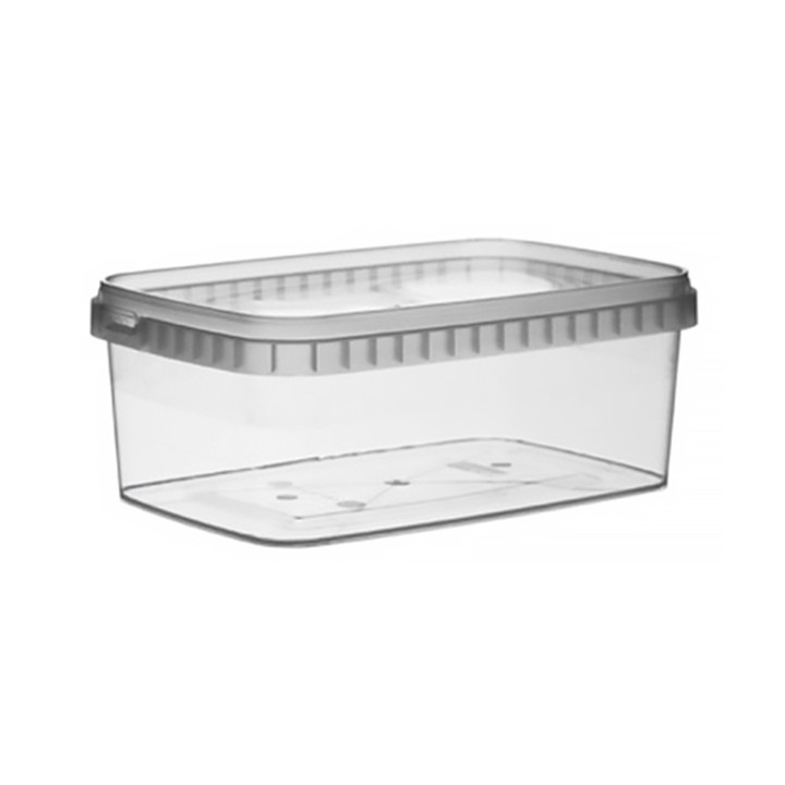 Plastic Deli Container and Plastic Lid PP Tamper-Evident 1200ml 19,2x12,6cm (13 Units)