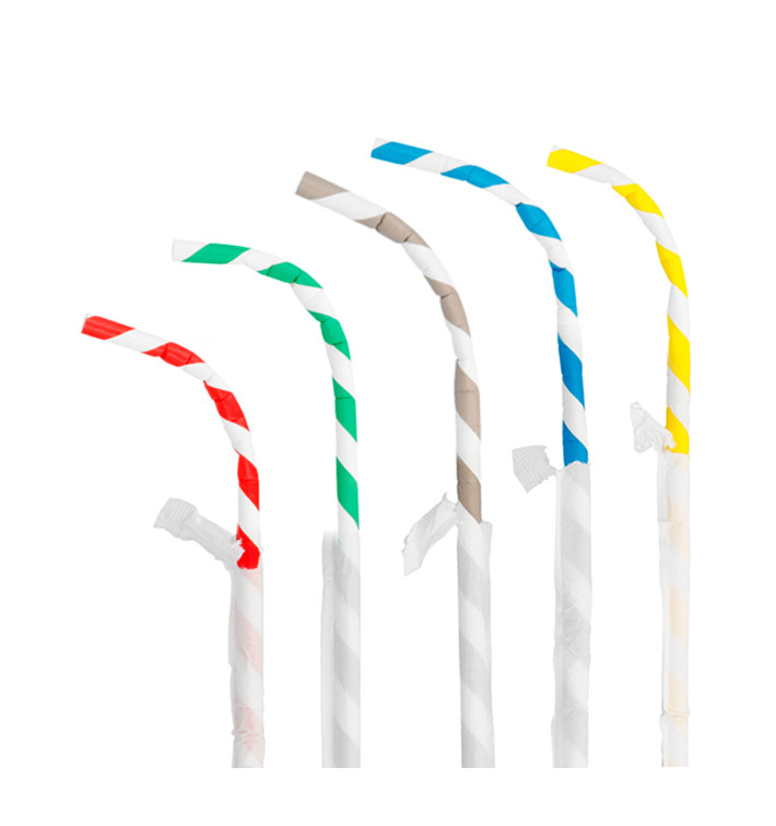 Paper Straw Flexible Pack Wrapped Ø0,6cm 23cm (250 Units)