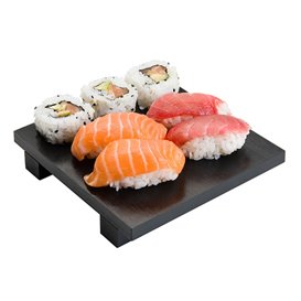 Bamboo Sushi Tray Black 15x15x2,5cm (1 Unit) 
