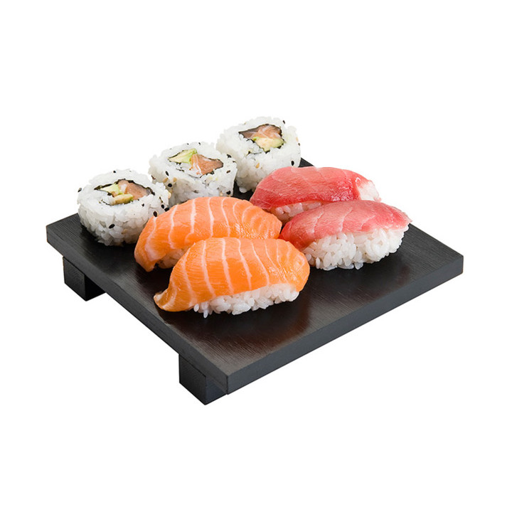 Bamboo Sushi Tray Black 15x15x2,5cm (40 Units)