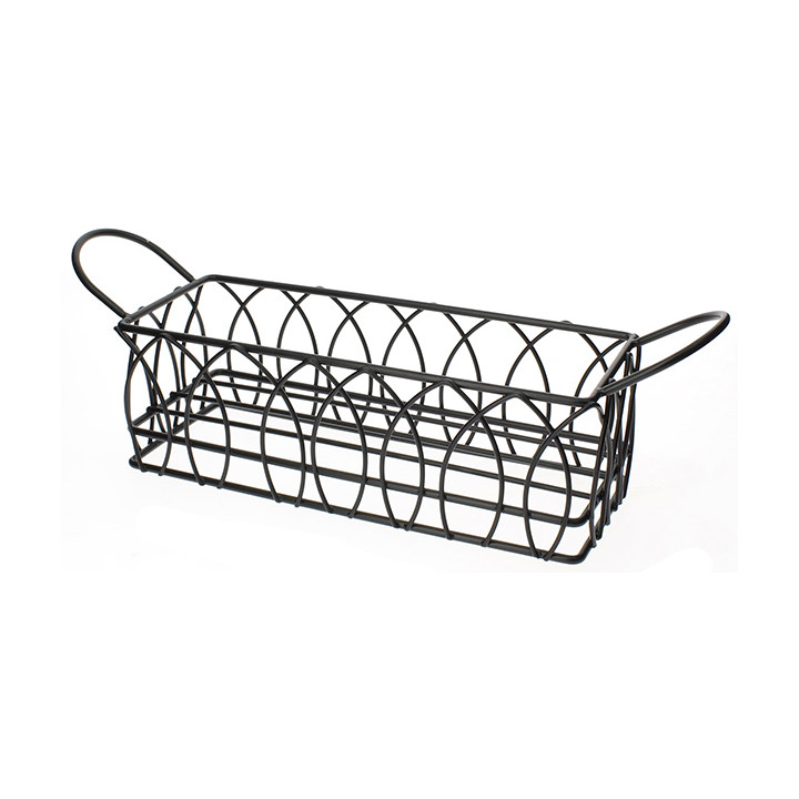 Basket Containers Steel Rectangular Shape Black 21x8x7cm (6 Units)