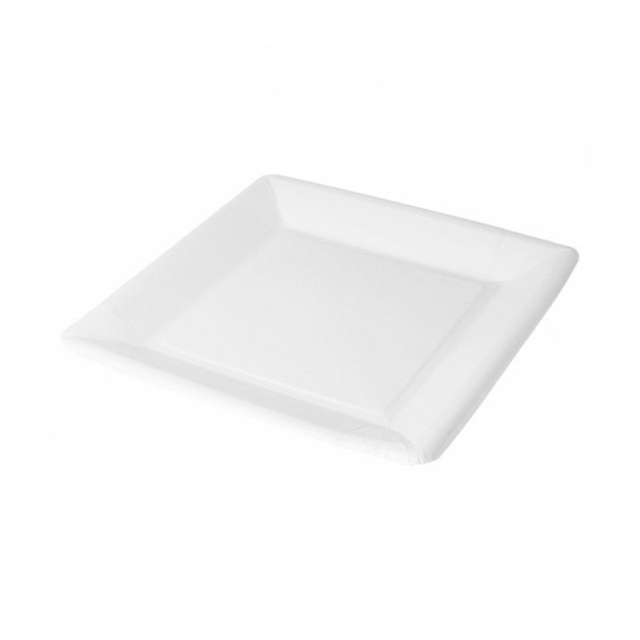 Paper Plate Biocoated White Square 18cm (20 Units) 