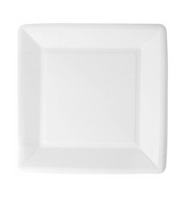 Paper Plate Biocoated White Square 23cm (20 Units) 