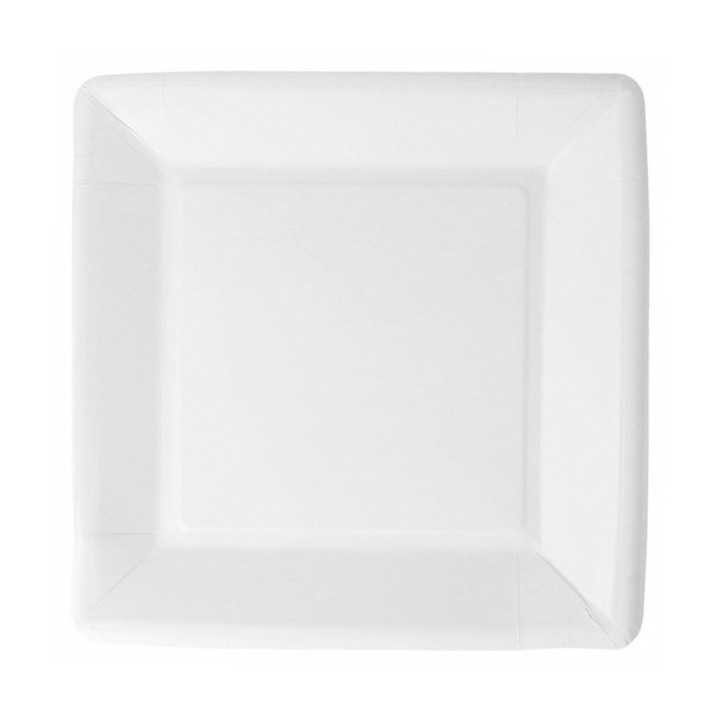 Paper Plate Biocoated White Square 23cm (400 Units)