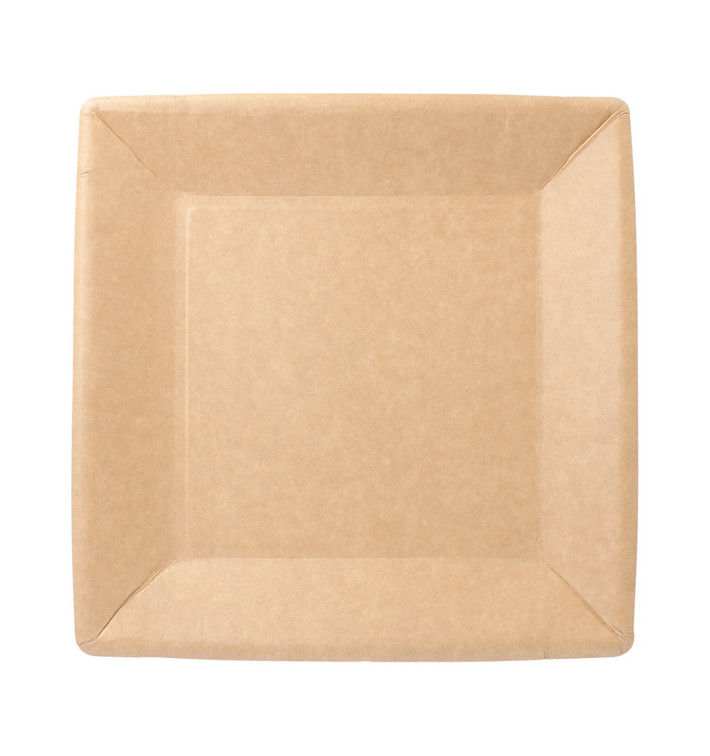 Paper Plate Biocoated Natual Square 18cm (20 Units) 