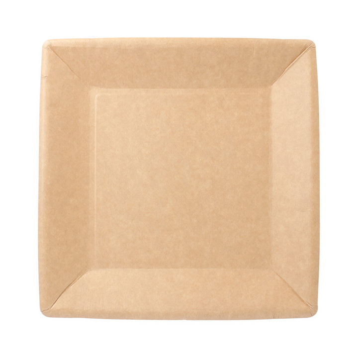 Paper Plate Biocoated Natual Square 18cm (20 Units) 