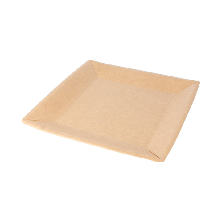 Paper Plate Biocoated Natual Square 18cm (20 Units) 