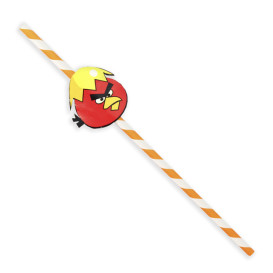 Paper Straw Straight "Pájaros" Design Ø0,6cm 24cm (100 Units) 
