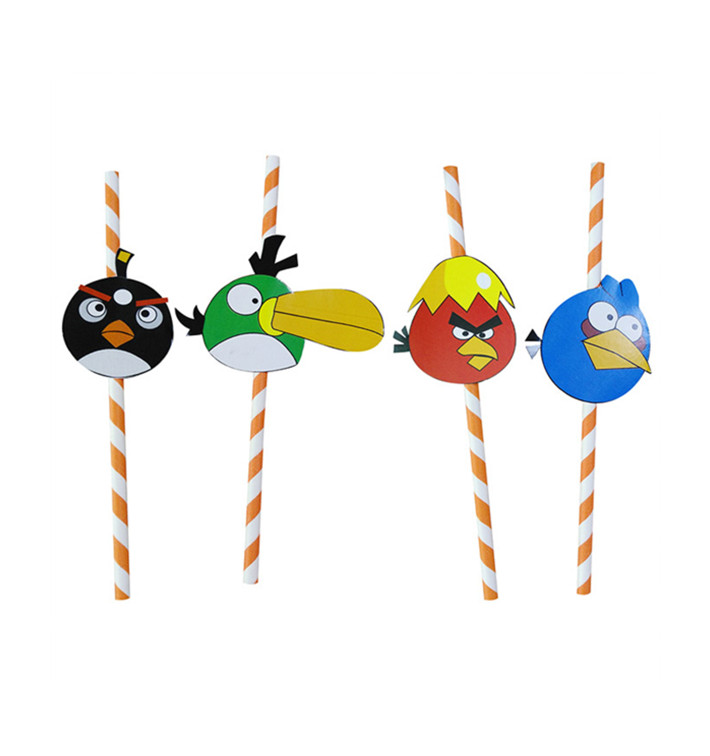 Paper Straw Straight "Pájaros" Design Ø0,6cm 24cm (1000 Units)