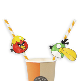 Paper Straw Straight "Pájaros" Design Ø0,6cm 24cm (1000 Units)