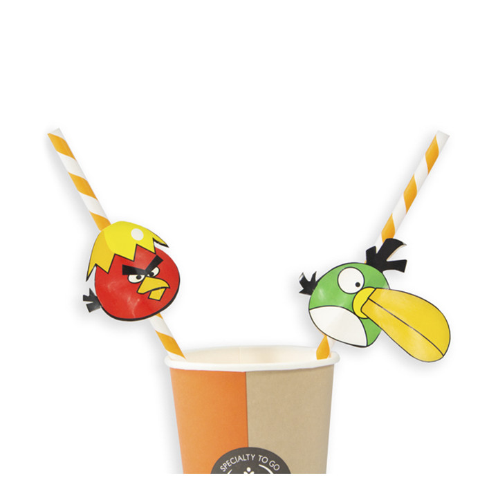 Paper Straw Straight "Pájaros" Design Ø0,6cm 24cm (1000 Units)