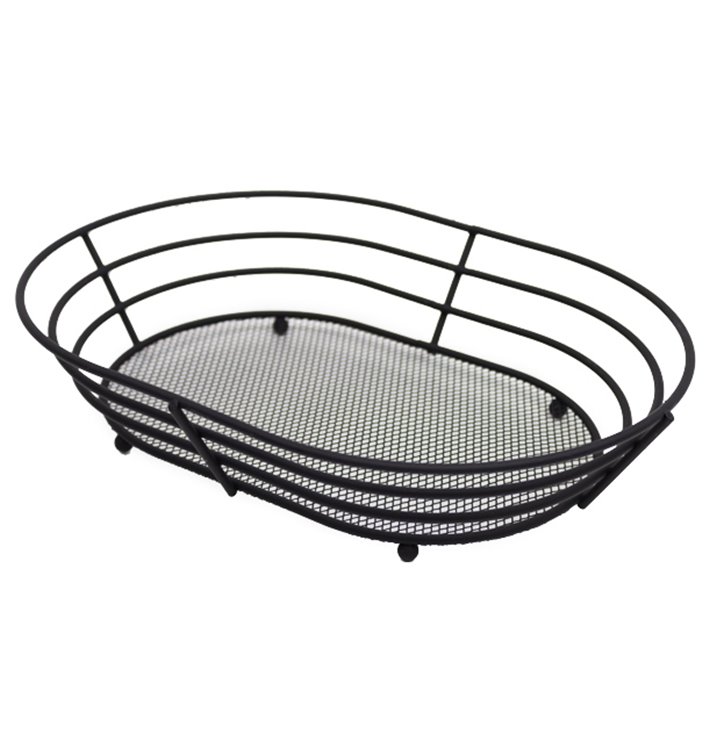 Basket Containers Steel Oval Shape Black 28x20,5x5,7cm (1 Unit) 