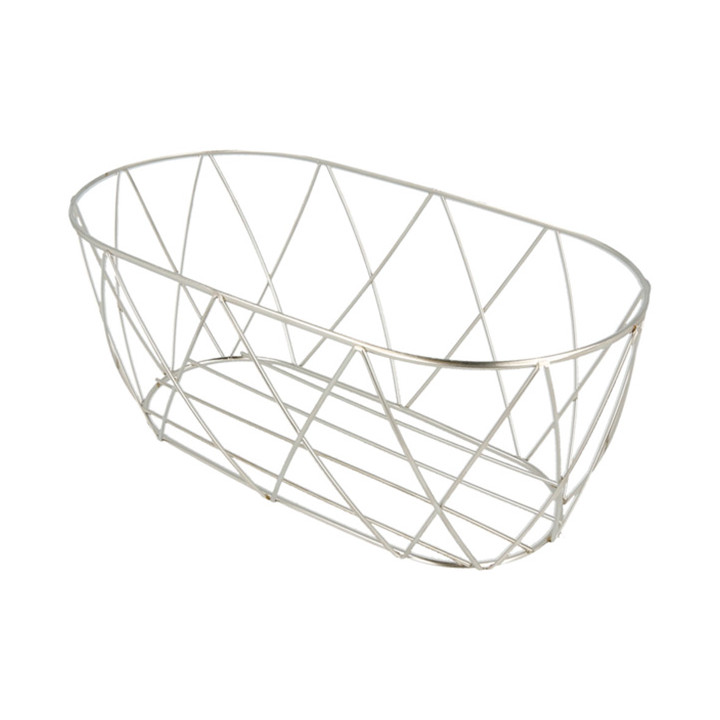 Basket Containers Steel Oval Shape Silver 25,5x12,7x10,2cm (1 Unit) 