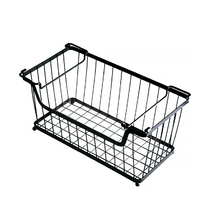 Basket Containers Steel with Handles Stackable Black 33x27,5x22,7cm (1 Unit) 