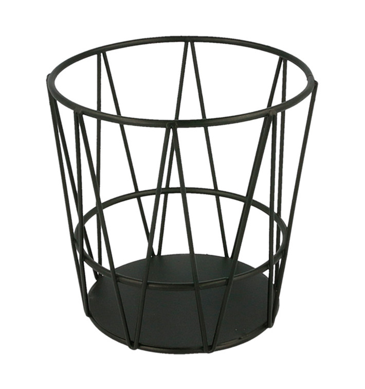 Basket Containers Steel Round Shape Black Ø11,5x11,5cm (1 Unit) 