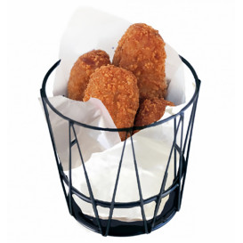Basket Containers Steel Round Shape Black Ø11,5x11,5cm (24 Units)