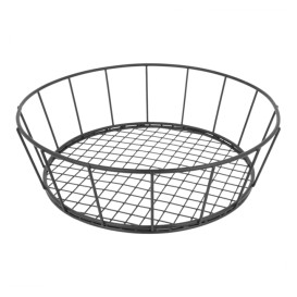 Basket Containers Steel Round Shape Black Ø24,1x7cm (1 Unit) 